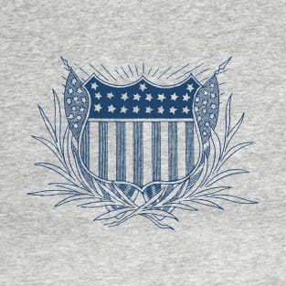 Hand-Drawn American Shield with Olive Wreath and Flags T-Shirt